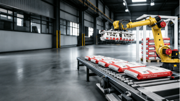 Automated road marking material production and packaging process 